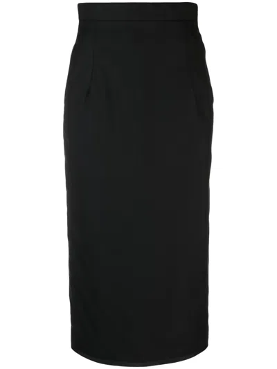 Thom Browne Pinstriped High Waist Pencil Skirt With Belt Loops In Blue