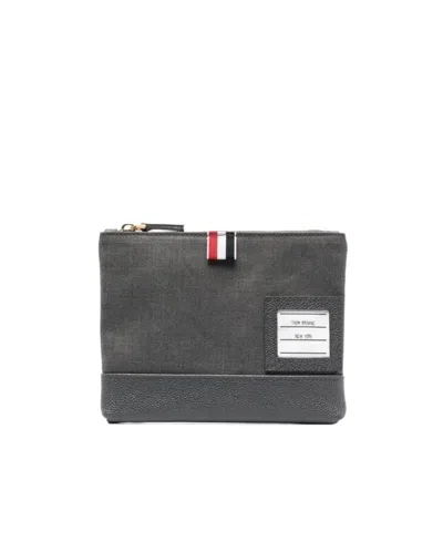 Thom Browne Twill-weave Zipped Pouch In Black