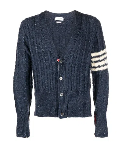 Thom Browne Twist Wool Cable-knit Cardigan In Black