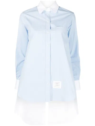 Thom Browne Twisted-detail Open Back Shirt In Blue