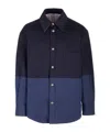 Thom Browne Blue Combo Snap Overshirt In Black