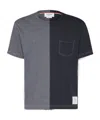 Thom Browne Two-tone Cotton T-shirt In Black