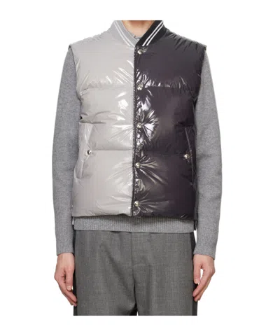 Thom Browne Two-tone Down Gilet In Gray