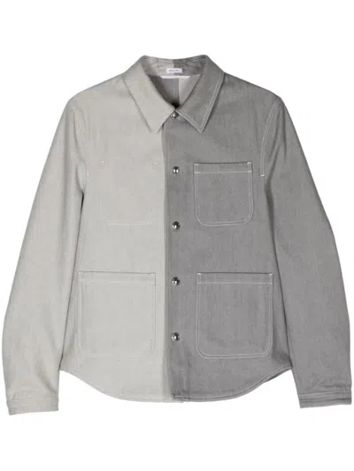 THOM BROWNE TWO-TONE GREY SHIRT
