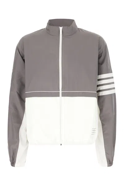 Thom Browne Two-tone Polyester Windbreaker In Gray
