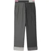 Thom Browne Two-tone Straight Trousers In Grey