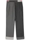 Thom Browne Two-tone Straight Trousers In Grey