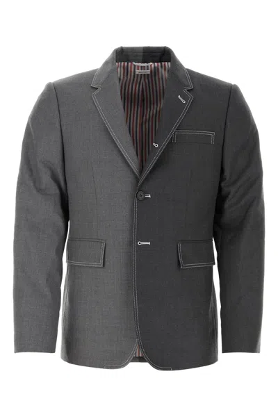 Thom Browne Two-tone Twill Blazer In Black