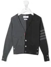 Thom Browne Zweifarbiger Cardigan In Grey