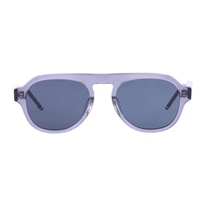 Thom Browne Ues416a - G0002 60-52 Satin Crystal Grey Sunglasses In Blue