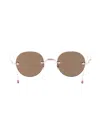 Thom Browne 938a Round-frame Metal Sunglasses In Brown