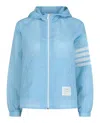 Thom Browne Ultralight Ripstop 4-bar Anorak Woman Jacket Blue Size 4 Polyamide In Blue