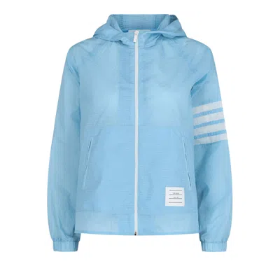 Pre-owned Thom Browne Ultralight Ripstop 4 Bar Anorak 'blue' | Women's Size 40