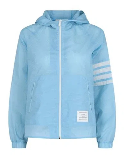 Thom Browne Ultralight Ripstop 4-bar Anorak Woman Jacket Blue Size 4 Polyamide