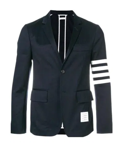 Thom Browne Unconstructed 4-bar Single-breasted Blazer In Black