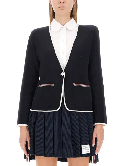 Thom Browne Unconstructed 4-bar Single-breasted Blazer In Red
