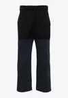 Thom Browne Colour-block Cotton Trousers In Blue