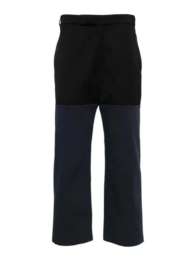 Thom Browne Unconstructed Combo Straight-leg Trousers In Dark Blue