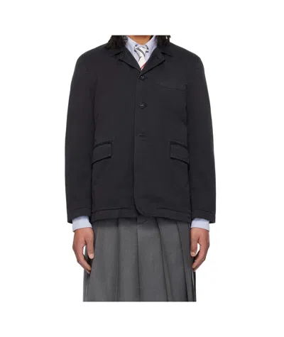 Thom Browne Unconstructed Cotton Jacket In Black