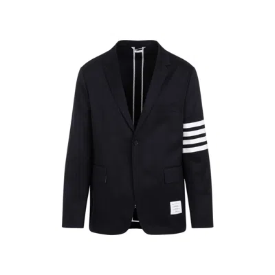 Thom Browne Unconstructed Navy Cotton Classic Jacket In Black