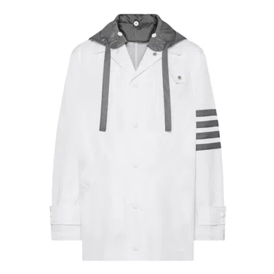 Thom Browne Unconstructed Relaxed Overcoat In White