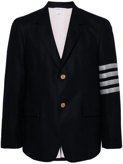 Thom Browne Unconstructed Signature 4-bar Stripe Blazer In Blue
