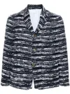 Thom Browne Unconstructed Tweed Blazer In Blue