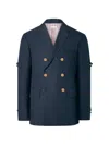Thom Browne University Stripe Double-breasted Jacket In Blue
