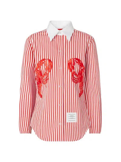 Thom Browne University Stripe Lobster-appliqué Shirt In Multi