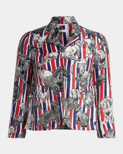 Thom Browne Unstructured Silk Twill Hector Toile Sport Coat In Multi