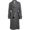 Thom Browne Unstructured Wool Blend Twill Trench Coat In Medium Grey