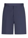 Thom Browne Blue Bermuda Pants With Logo Patch On The Rear And Belt Loops In Blue
