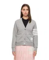 Thom Browne 4 Bar Engineered Cardigan In Gray