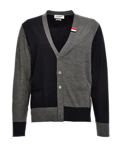 Thom Browne V-neck Button Sweater In Black