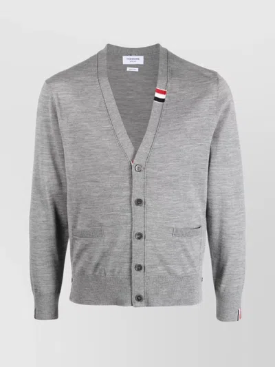 THOM BROWNE V NECK BUTTONED CARDIGAN