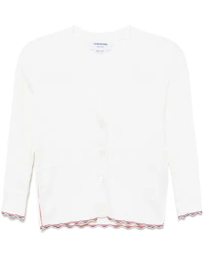 Thom Browne V-neck Cardigan In 100 White