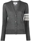 Thom Browne Wool Relaxed 4-bar Cardigan In Gray
