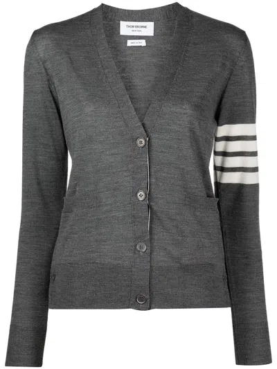 Thom Browne V-neck Cardigan In Gray