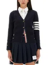 Thom Browne V-neck Virgin Wool Cardigan With Striped Detailing