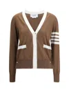 Thom Browne V-neck Cardigan In Brown