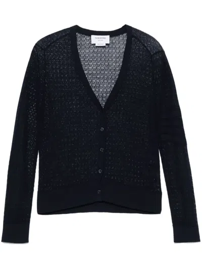 Thom Browne V-neck Cardigan In Blue
