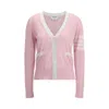 Thom Browne Relaxed Fit V Neck Cardigan With 4 Bar Stripe