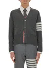 Thom Browne 4-bar Stripe Cardigan In Gray
