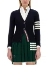 Thom Browne Intarsia Stripes Cashmere Cardigan, Navy In Blue