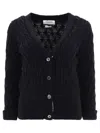 Thom Browne Cable Knit Wool Cardigan In Blue