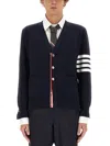 Thom Browne Sustainable Merino Classic Cardigan Sweater In Blue