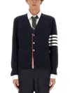 Thom Browne Sustainable Merino Classic Cardigan Sweater In Blue