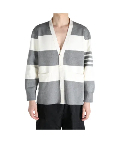 Thom Browne V-neck Cardigan In Gray