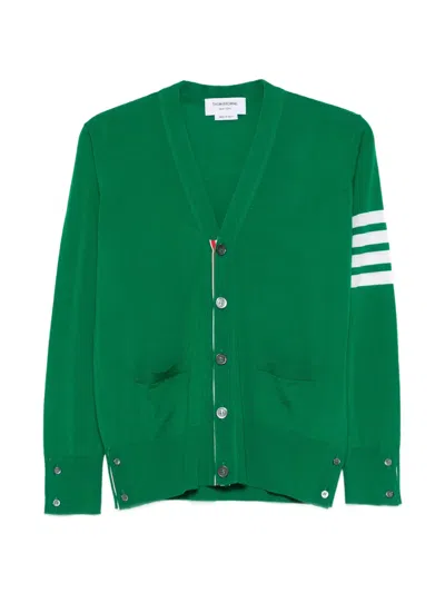 Thom Browne V-neck Cardigan In Green