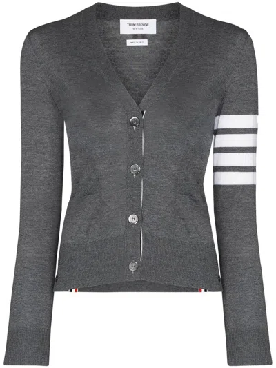 Thom Browne Women Milano Fine Merino Classic V-neck Cardigan In Grey